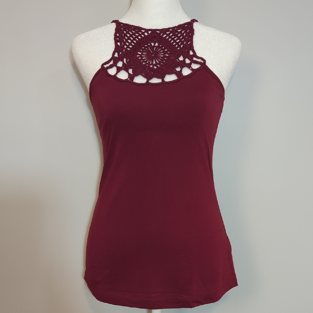 Burgundy Crochet Halter Top